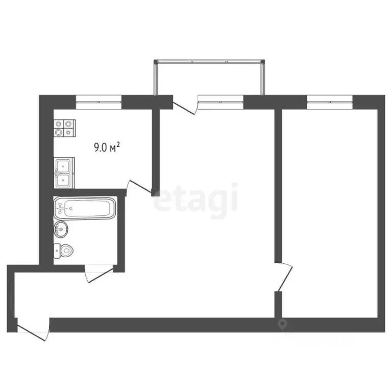 2-к кв. Тюменская область, Тюмень ул. Котовского, 7 (43.4 м) - Фото 1