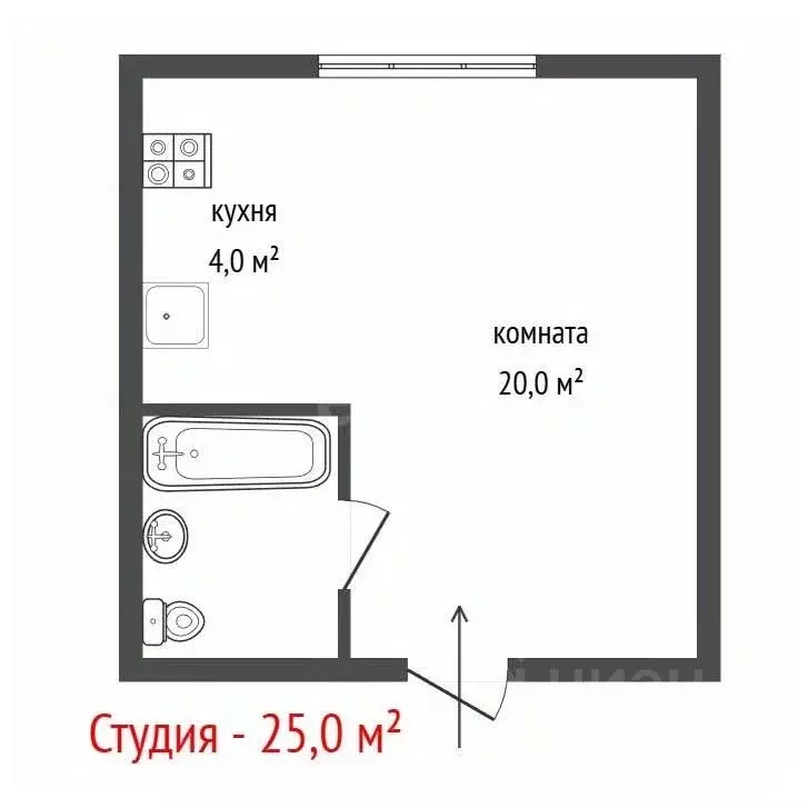 Студия Свердловская область, Екатеринбург ул. Летчиков, 7 (25.0 м) - Фото 2
