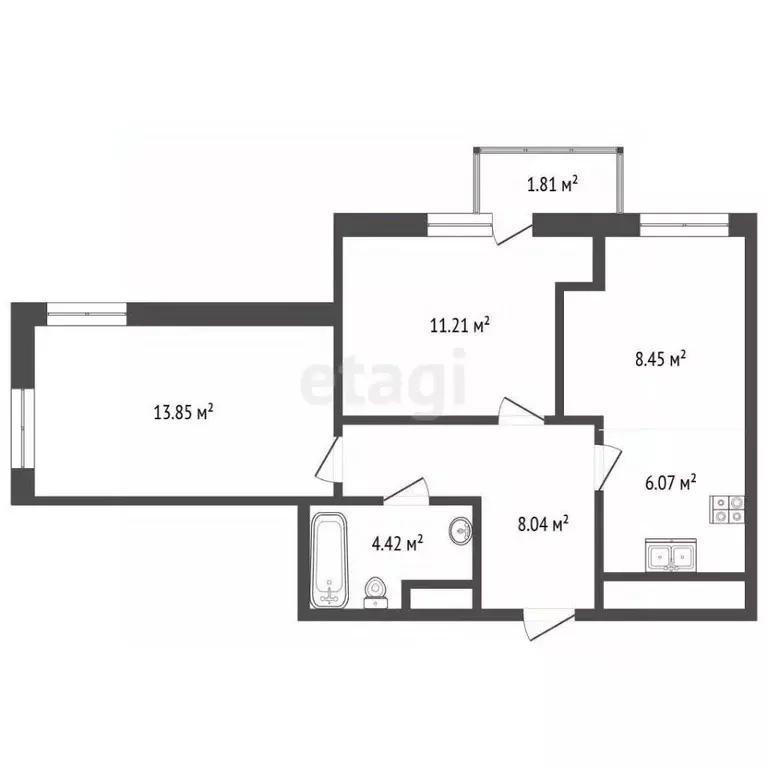 2-к кв. Ростовская область, Ростов-на-Дону ул. Нансена, 109/2 (52.0 м) - Фото 1