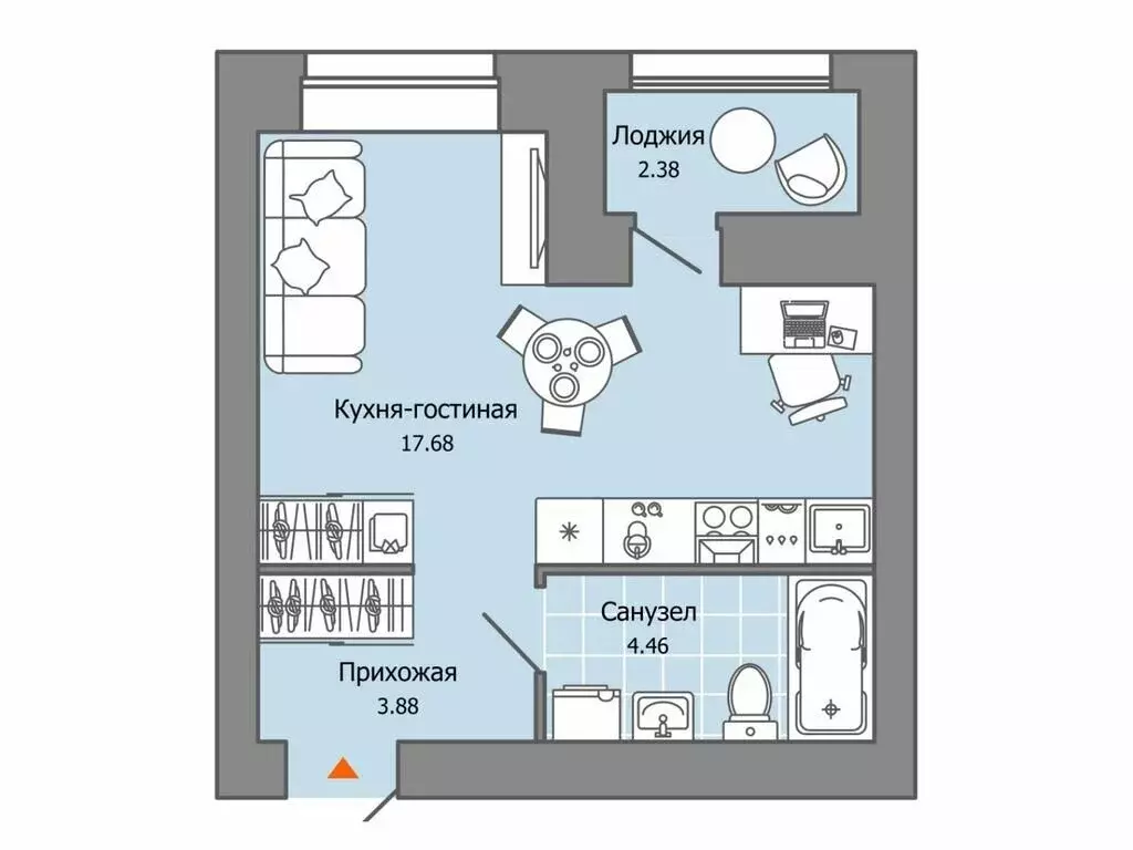 Квартира-студия: Ульяновск, жилой комплекс Город Новаторов, 3 (27 м) - Фото 0