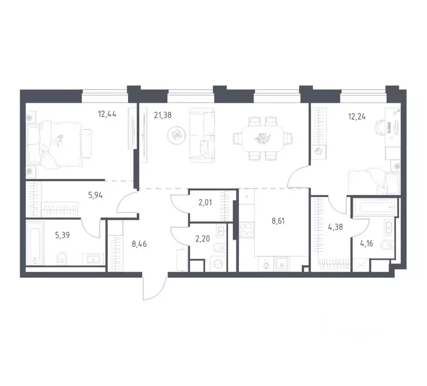 2-к кв. Москва Верейская 41 жилой комплекс, 3.1 (87.21 м) - Фото 1