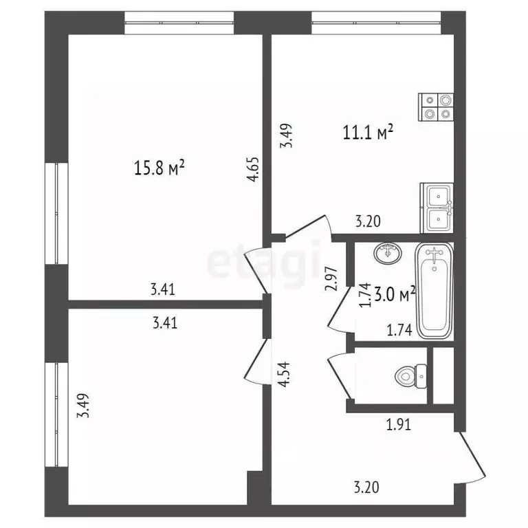 2-к кв. Москва ул. Вертолетчиков, 21к5 (54.0 м) - Фото 1