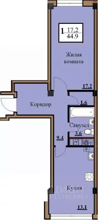 1-к кв. Ставропольский край, Ессентуки Северный мкр,  (44.9 м) - Фото 0