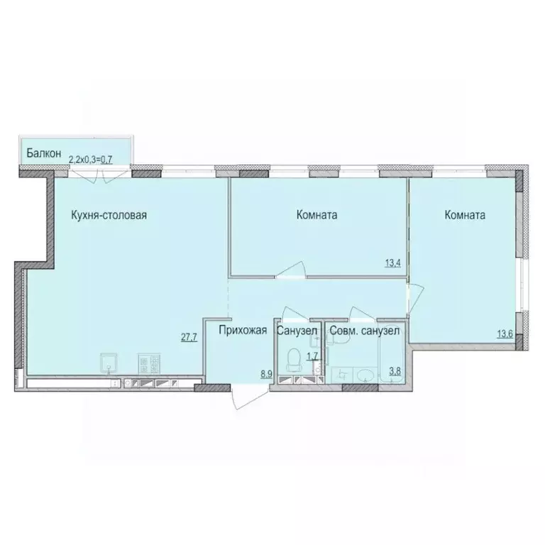 2-к кв. Удмуртия, Ижевск Камбарская ул., 94к3 (69.26 м) - Фото 0