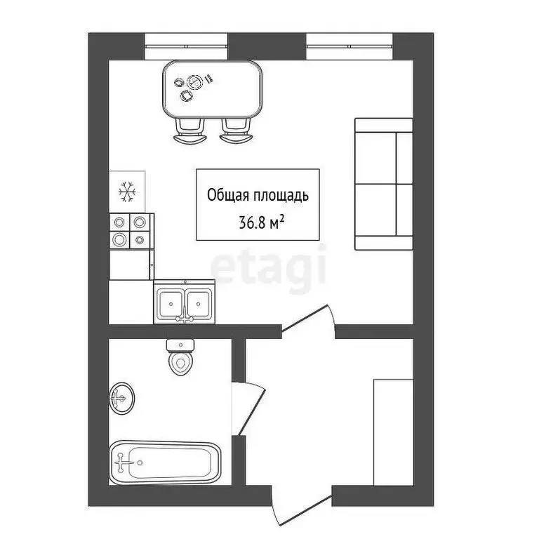 Квартира-студия: Новосибирск, Автогенная улица, 75 (36.8 м) - Фото 0