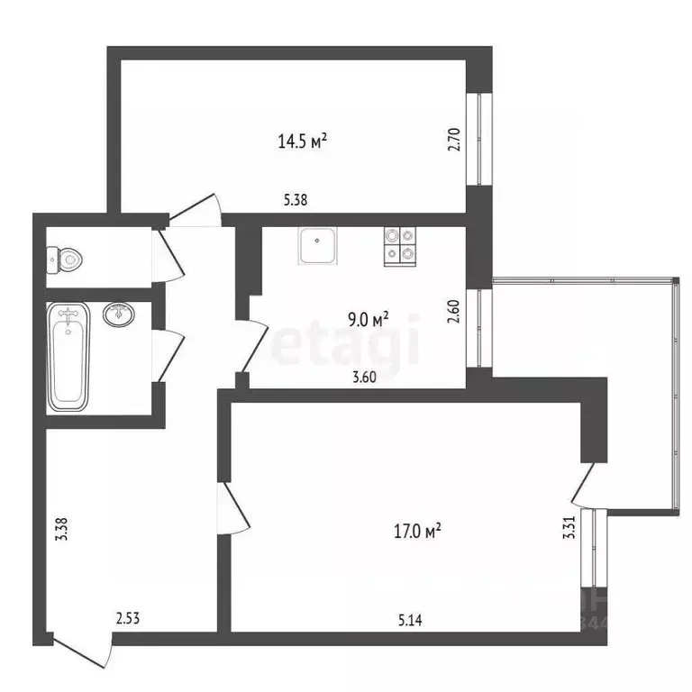 2-к кв. Тюменская область, Тюмень ул. Николая Чаплина, 125 (55.8 м) - Фото 1