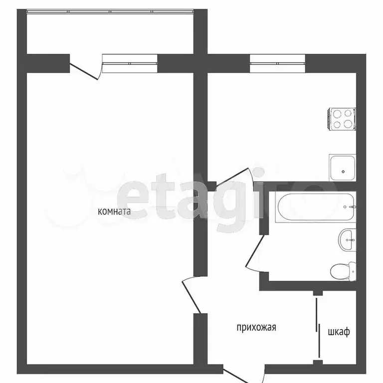 1-к. квартира, 33 м, 5/5 эт. - Фото 0