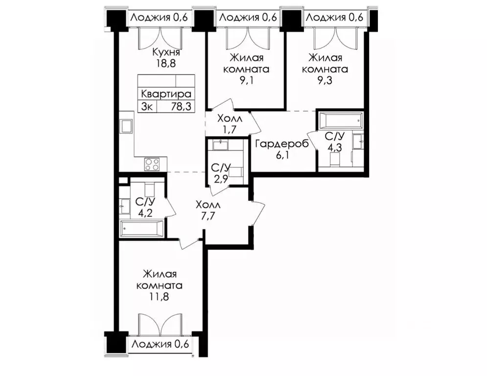 3-к кв. Санкт-Петербург наб. Обводного Канала, 169 (75.9 м) - Фото 2