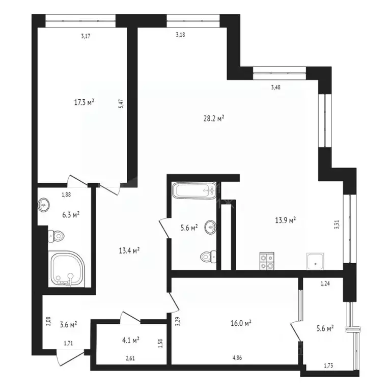 3-к кв. Тюменская область, Тюмень ул. Евгения Войнова, 7 (114.0 м) - Фото 2