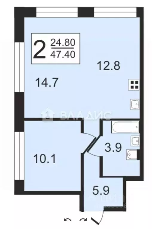 2-к кв. Москва Шелепихинская наб., 40к1 (47.4 м) - Фото 1