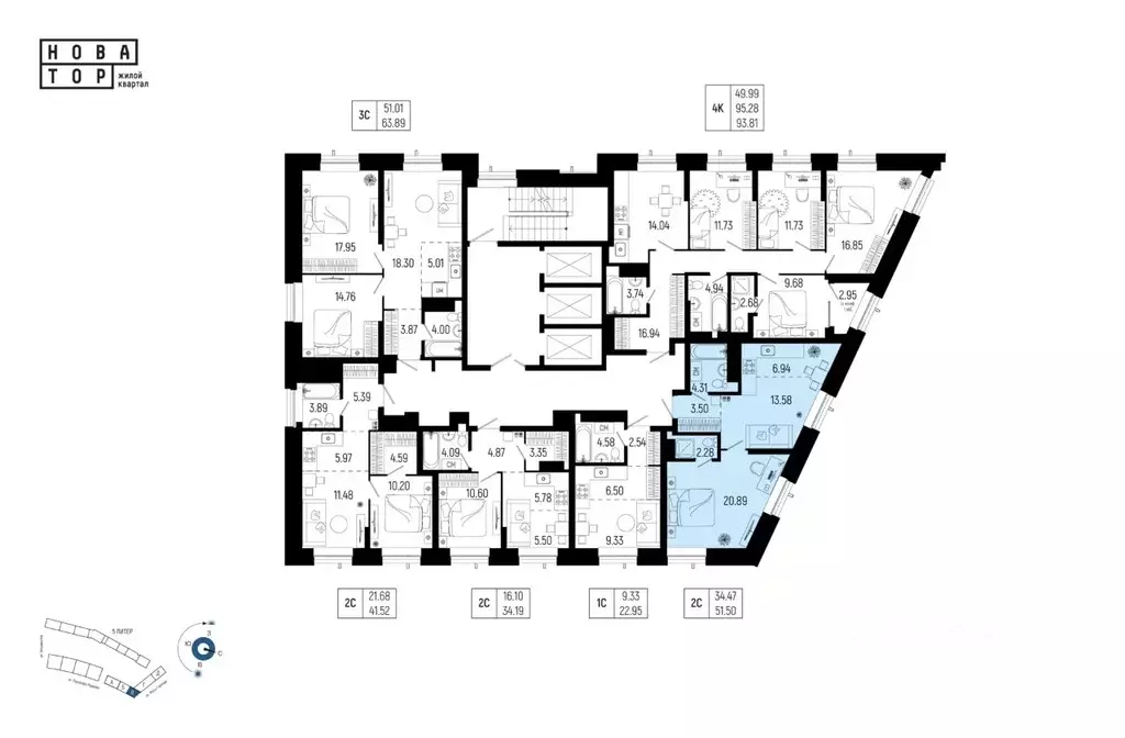2-к кв. Башкортостан, Уфа Глумилино-1 мкр, Новатор жилой комплекс ... - Фото 2
