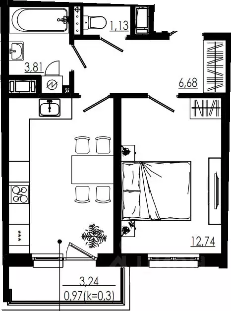1-к кв. Ленинградская область, Тосненский район, Форносовское ... - Фото 1