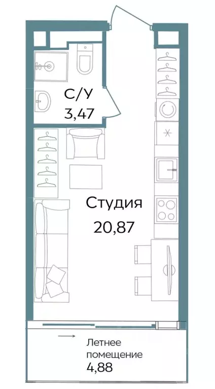 Студия Крым, Саки ул. Морская (29.22 м) - Фото 0
