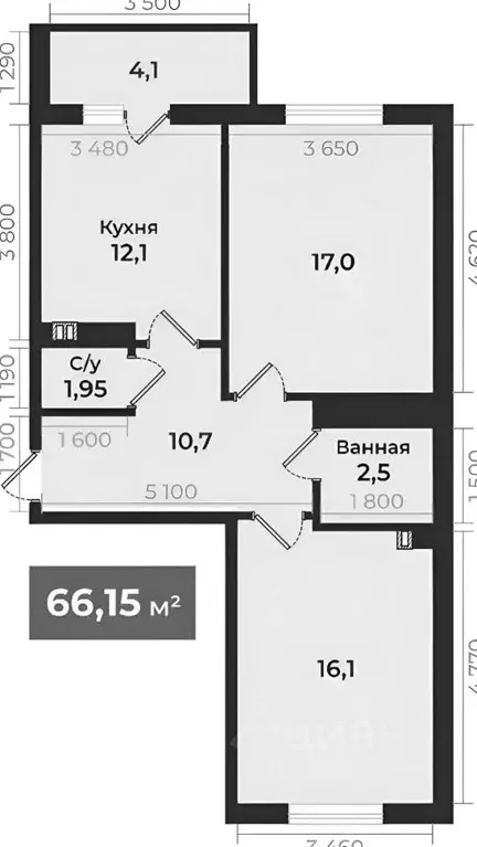 2-к кв. Ставропольский край, Ставрополь ул. Рогожникова, 23/2 (66.5 м) - Фото 1