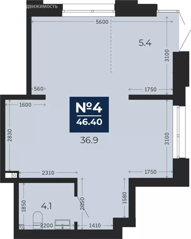 Помещение свободного назначения (46.4 м) - Фото 1