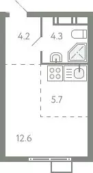 Квартира-студия: посёлок городского типа Молоково, жилой комплекс ... - Фото 1