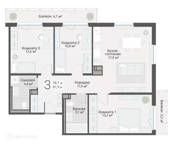 Продаётся 3-к квартира, 81.9 м - Фото 0