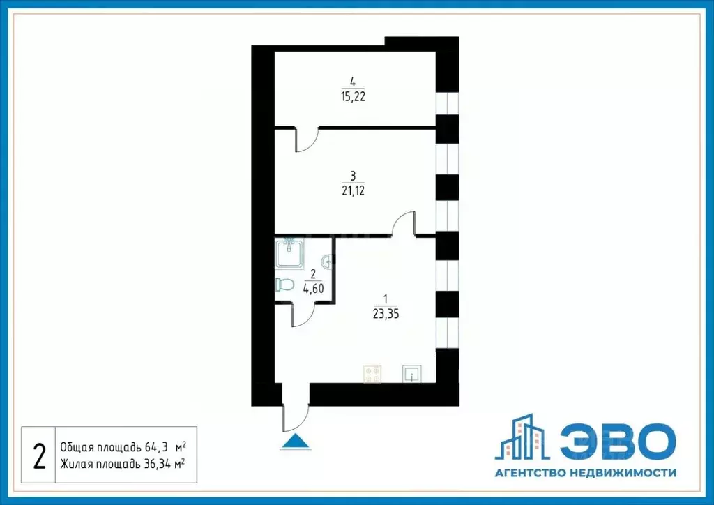 2-к кв. Санкт-Петербург 14-я Васильевского острова линия, 31-33 (64.3 ... - Фото 2