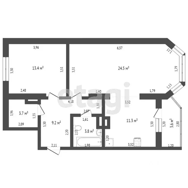 2-к кв. Хабаровский край, Хабаровск ул. Джамбула, 27/1 (63.0 м) - Фото 1