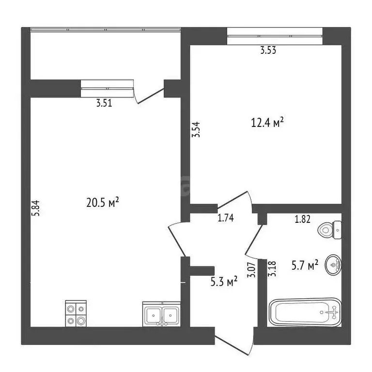 1-комнатная квартира: Тюмень, улица Ю.-Р.Г. Эрвье, 32к1 (44 м) - Фото 0