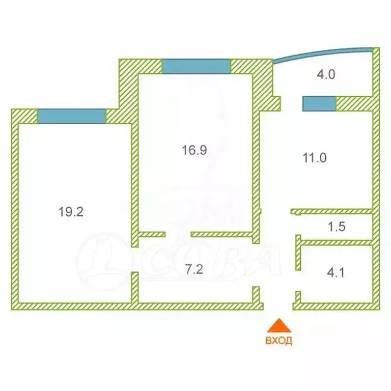2-к кв. Тюменская область, Тюмень ул. Николая Семенова, 33к1 (62.3 м) - Фото 2