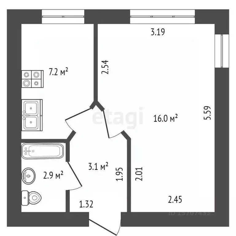 1-к кв. санкт-петербург просп. ветеранов, 151к1 (28.8 м) - Фото 1