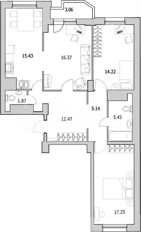 2-к. квартира, 60 м, 9/14 эт. - Фото 0