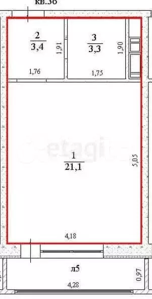 Квартира-студия, 27,8 м, 4/24 эт. - Фото 0