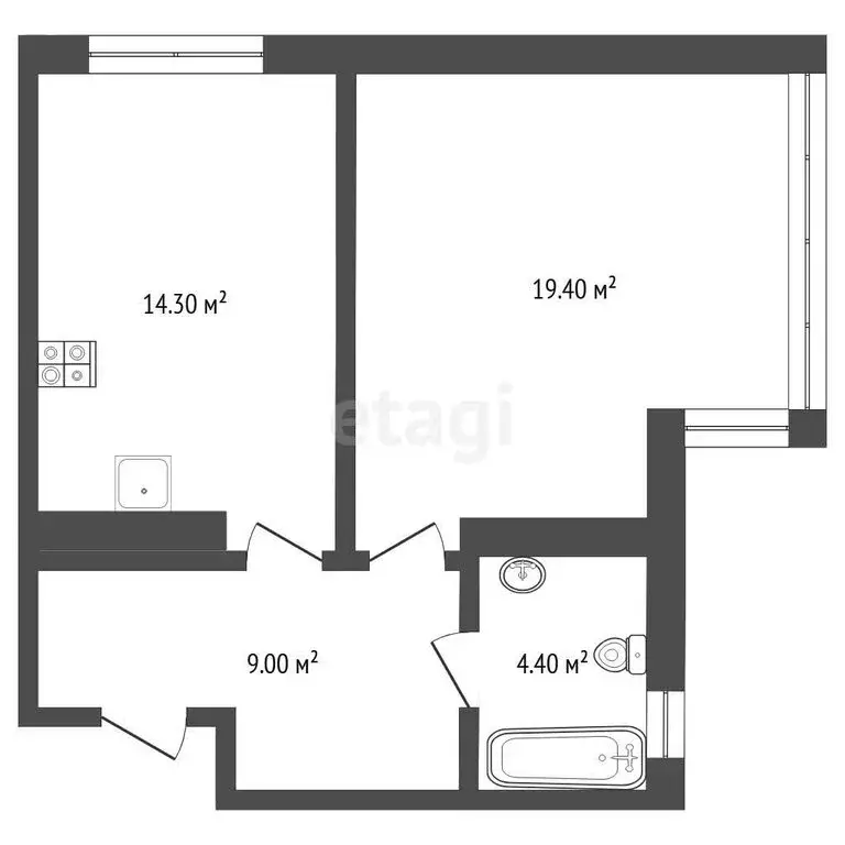 1-комнатная квартира: Тюмень, Тихий проезд, 6 (47.1 м) - Фото 1