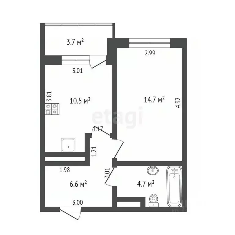 1-к кв. Тюменская область, Тюмень ул. Николая Зелинского, 24 (36.5 м) - Фото 1