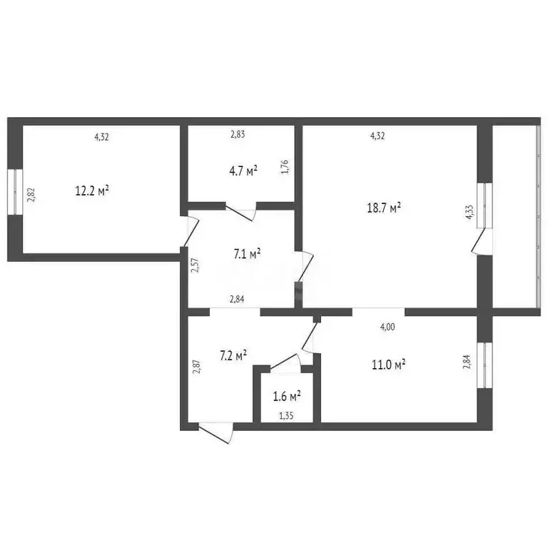 3-комнатная квартира: Кемерово, Базовая улица, 4В (62.7 м) - Фото 1