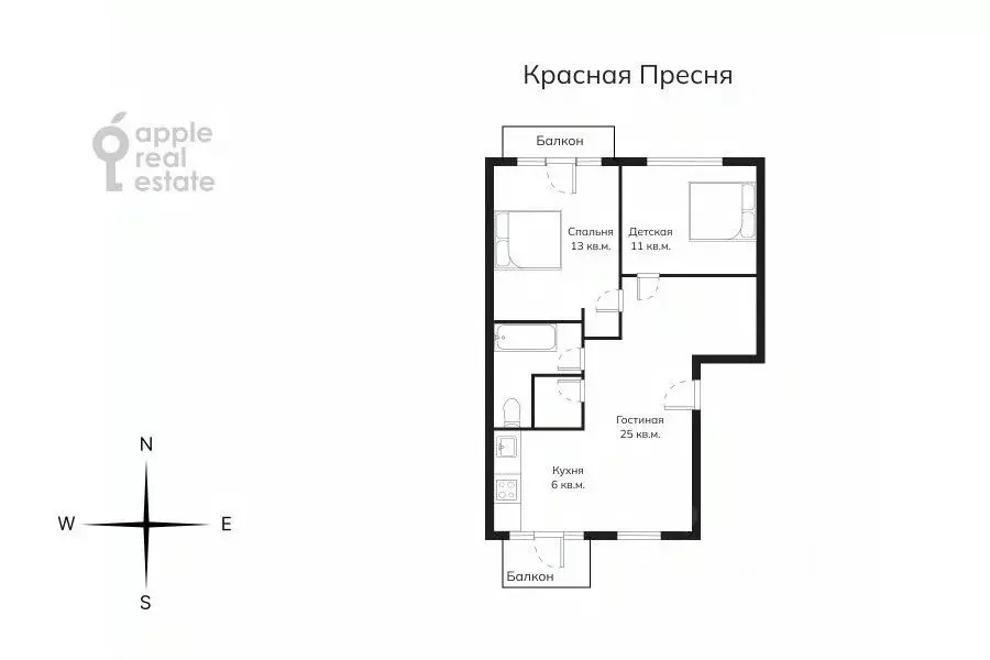 3-к кв. Москва ул. Красная Пресня, 9 (61.0 м) - Фото 2