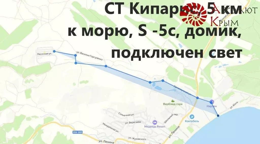 Участок в Республика Крым, муниципальный округ Феодосия, посёлок ... - Фото 1