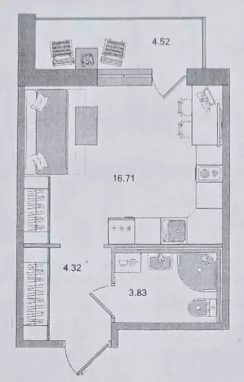 Студия Санкт-Петербург пос. Парголово, дор. Михайловская, 6 (29.4 м) - Фото 2