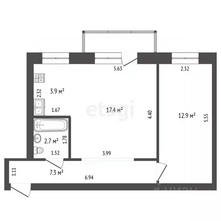 2-к кв. Хабаровский край, Николаевск-на-Амуре ул. Горького, 94 (44.2 ... - Фото 1