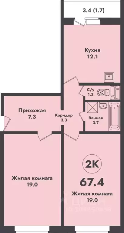 3-к кв. Новосибирская область, Новосибирск ул. Объединения, 4 (67.4 м) - Фото 1