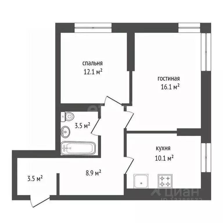 2-к кв. Красноярский край, Красноярск ул. Петра Подзолкова, 15Бк4 ... - Фото 2