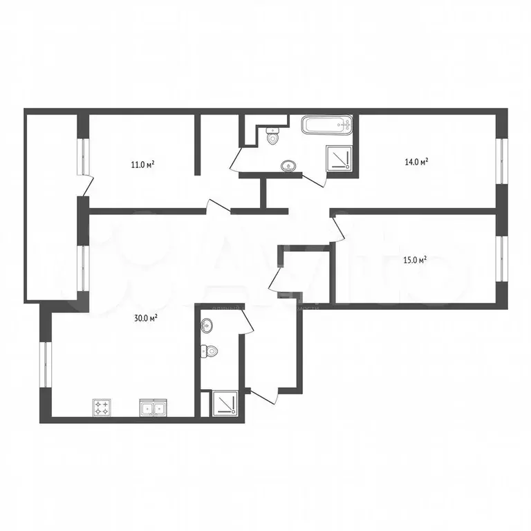 3-к. квартира, 119 м, 6/9 эт. - Фото 0