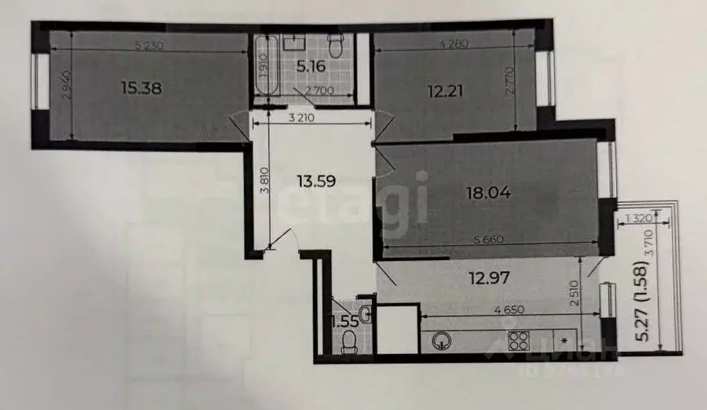 3-к кв. Татарстан, Казань ул. Короленко, 28Б (80.5 м) - Фото 2