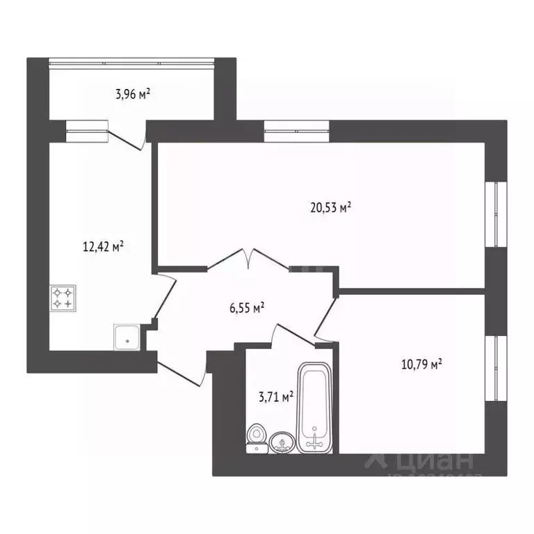 2-к кв. Башкортостан, Уфа ул. Генерала Ишбулатова, 8 (54.3 м) - Фото 2