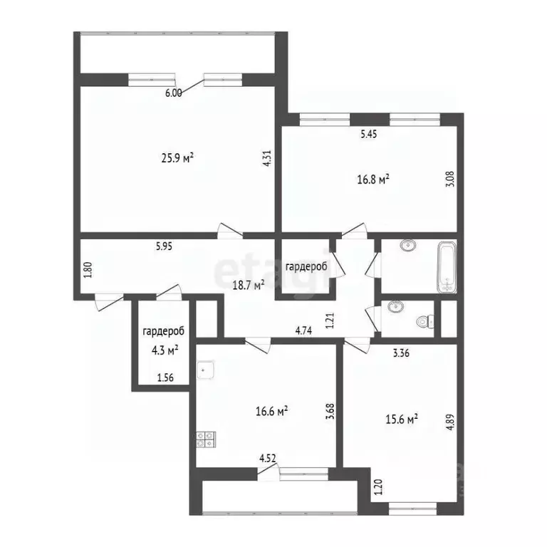 3-к кв. Тюменская область, Тюмень ул. Самарцева, 29 (107.0 м) - Фото 2