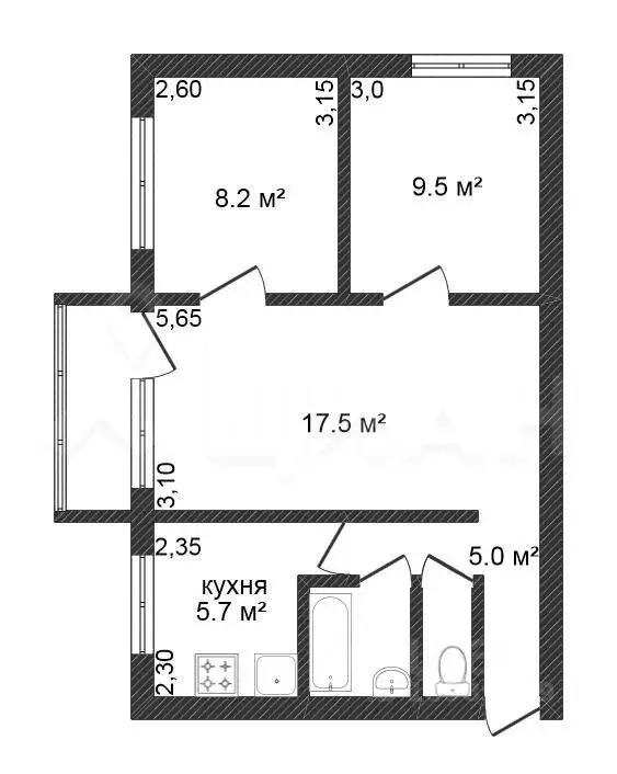 3-к кв. Тульская область, Тула ул. Плеханова, 138 (50.0 м) - Фото 1