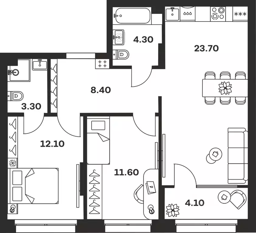 3-к кв. Тульская область, Тула ул. Михеева, 9А (67.5 м) - Фото 1