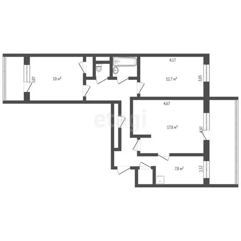 3-комнатная квартира: Томск, улица Лебедева, 41 (64.9 м) - Фото 0