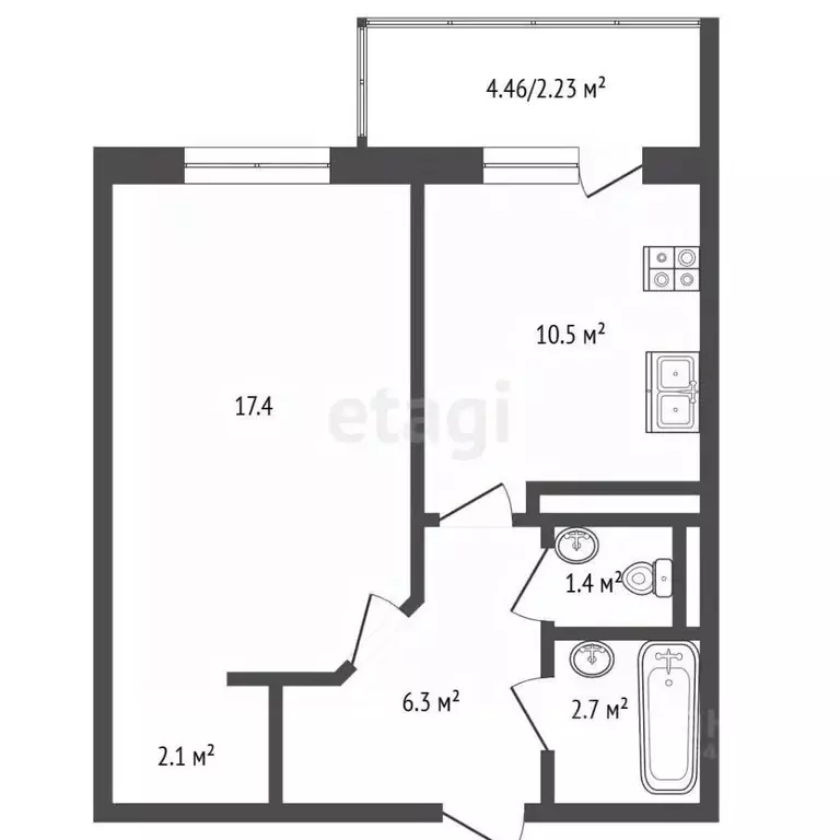 1-к кв. Московская область, Раменский муниципальный округ, Родники пгт ... - Фото 2