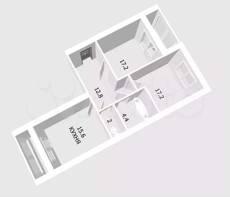 2-к. квартира, 72,4 м, 5/12 эт. - Фото 1