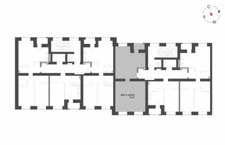 3-комнатная квартира: Нижнекамск, 15-й микрорайон, ЖК Калина (70.32 м) - Фото 1