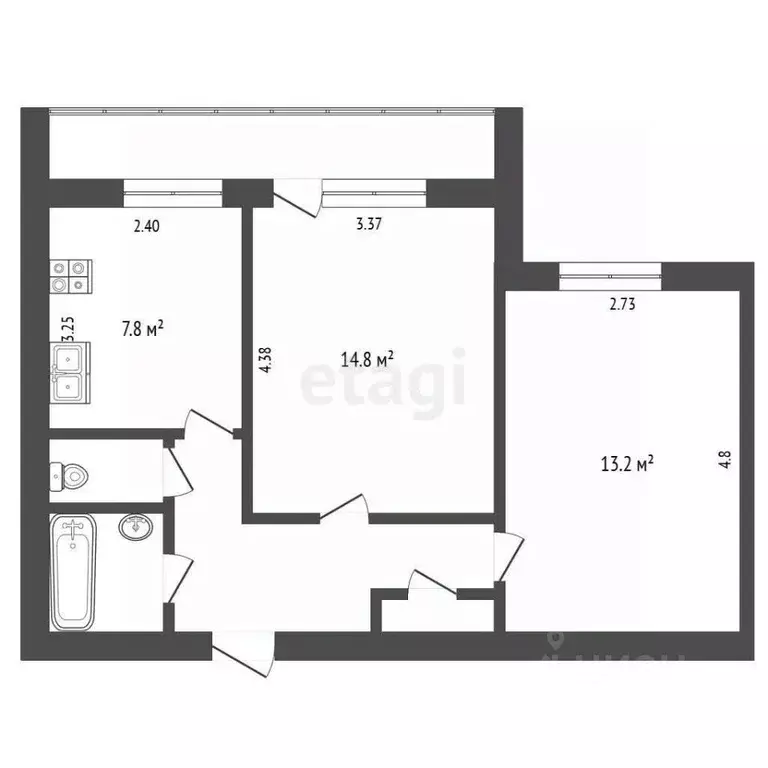 2-к кв. Калужская область, Калуга Анненки мкр, ул. Вишневского, 16 ... - Фото 2