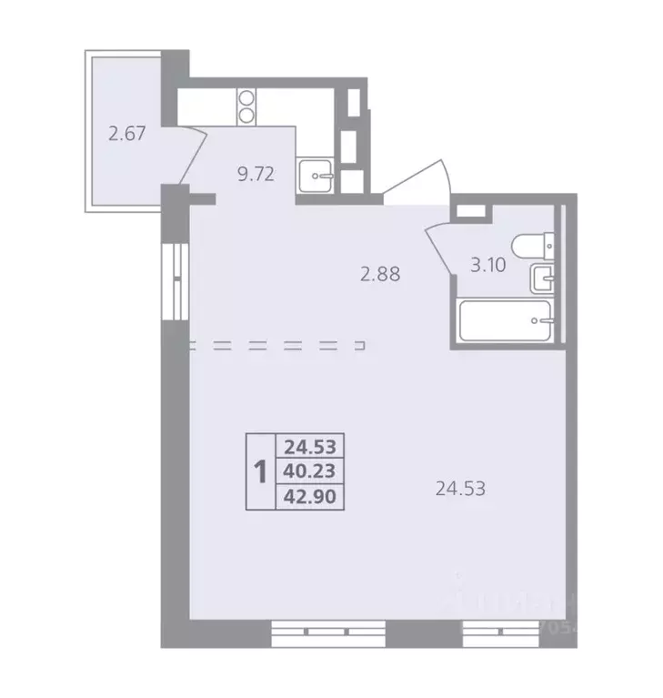 1-к кв. Иркутская область, Иркутск ул. Калинина, 42 (42.9 м) - Фото 0