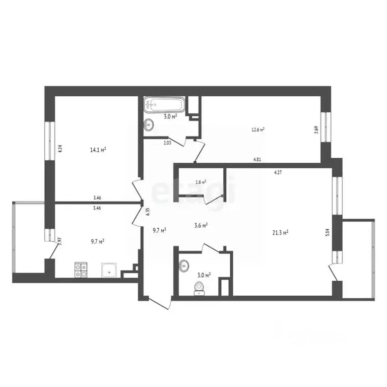 3-к кв. Калужская область, Калуга бул. Солнечный, 18 (80.28 м) - Фото 2
